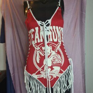 Handmade Bodysuit Festival Outfit -Size S -  Reworked T-shirt into Bodysuit